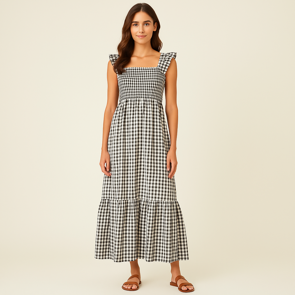 Ravora Paris™ | Robe maxi vichy élégante