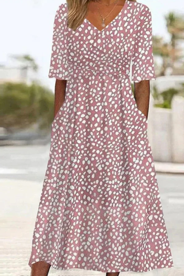 Ravora Paris™ | ROBE MIDI À POIS ÉLÉGANTE ET FLATTEUSE POUR LE VENTRE