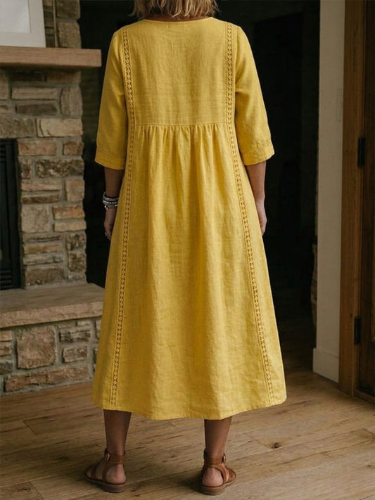 Ravora Paris™ | Robe Ample Lin Et Coton À Dentelle