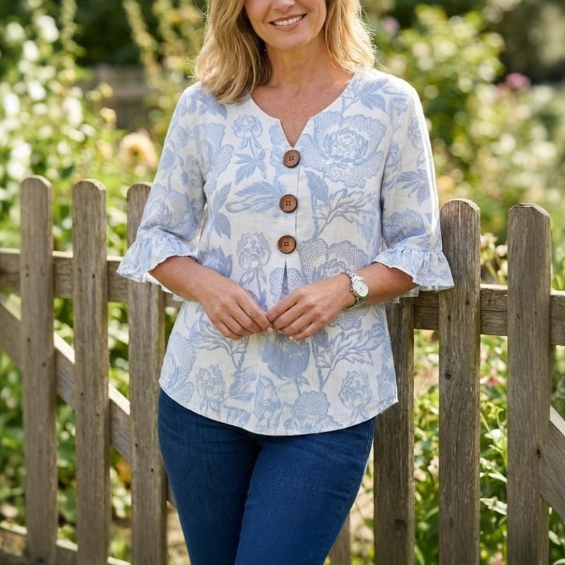 Ravora Paris™ | Blouse Vintage À Imprimé Floral