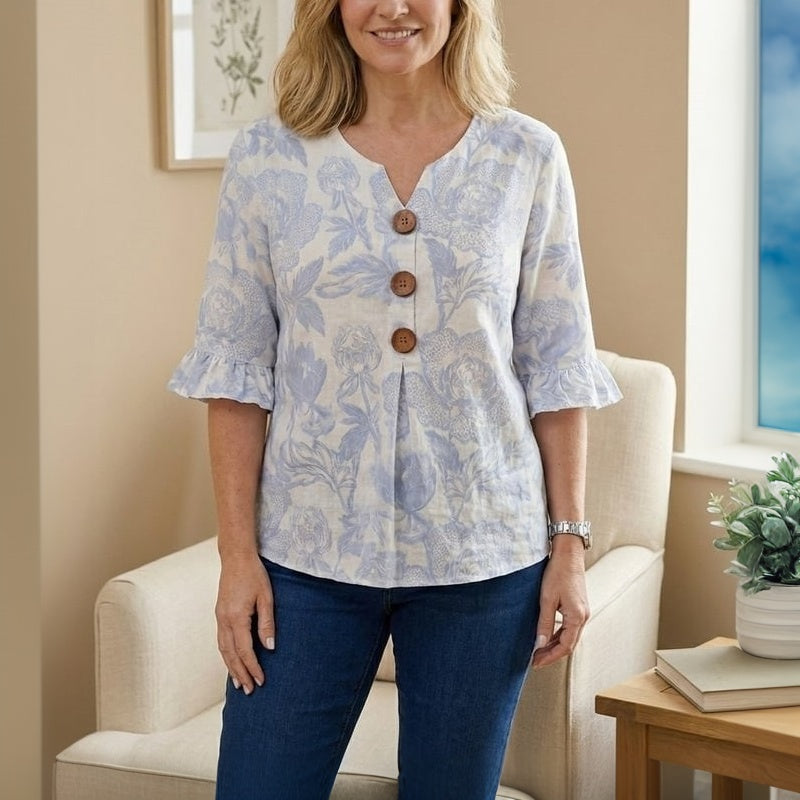 Ravora Paris™ | Blouse Vintage À Imprimé Floral