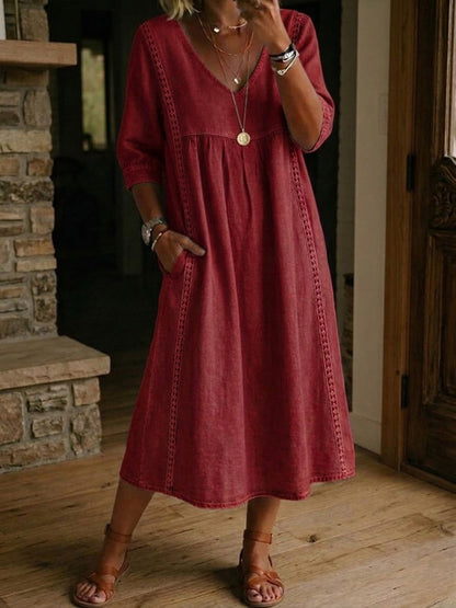 Ravora Paris™ | Robe Ample Lin Et Coton À Dentelle